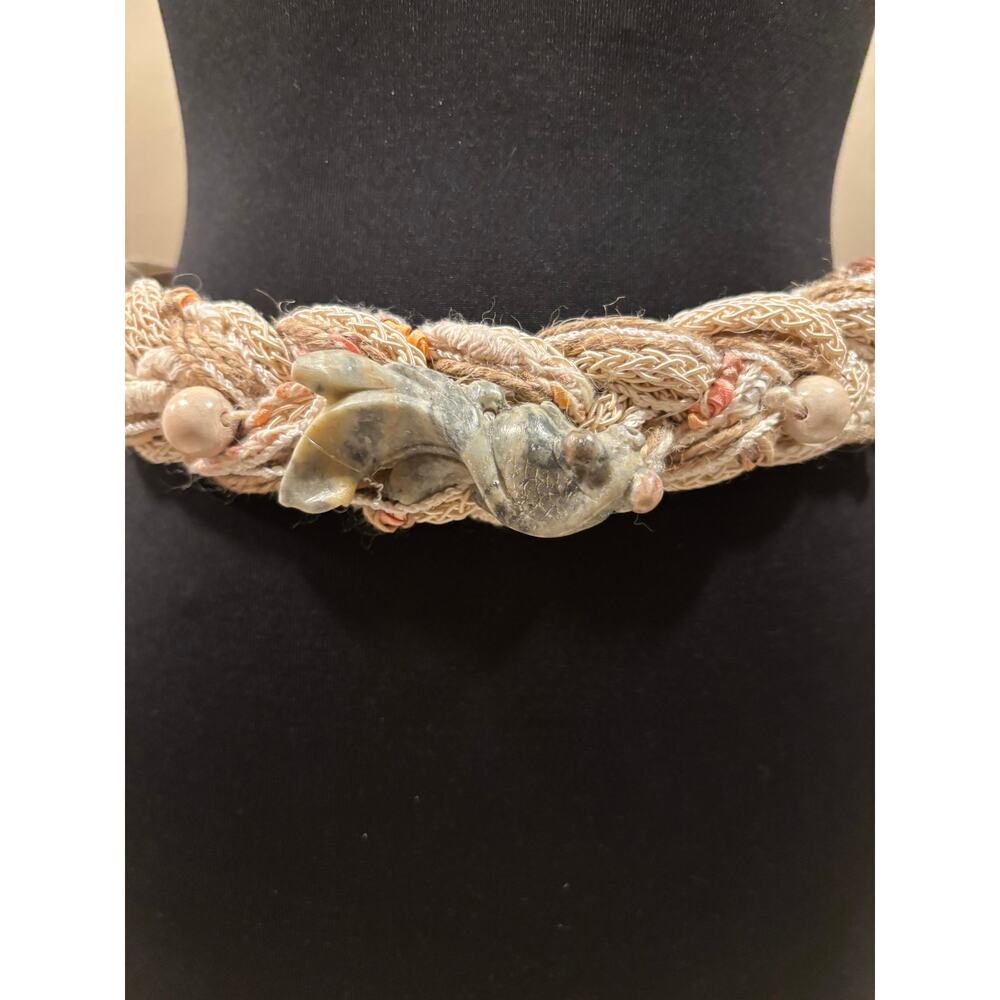 Vintage Carolyn Tanner Designs Braided Belt Cream Textured 36" long 2" wide
